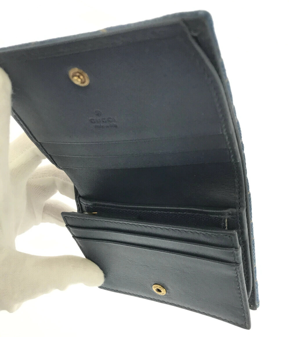 Gucci GG Wallet Bi Denim Quilted Pearl Marmont fold